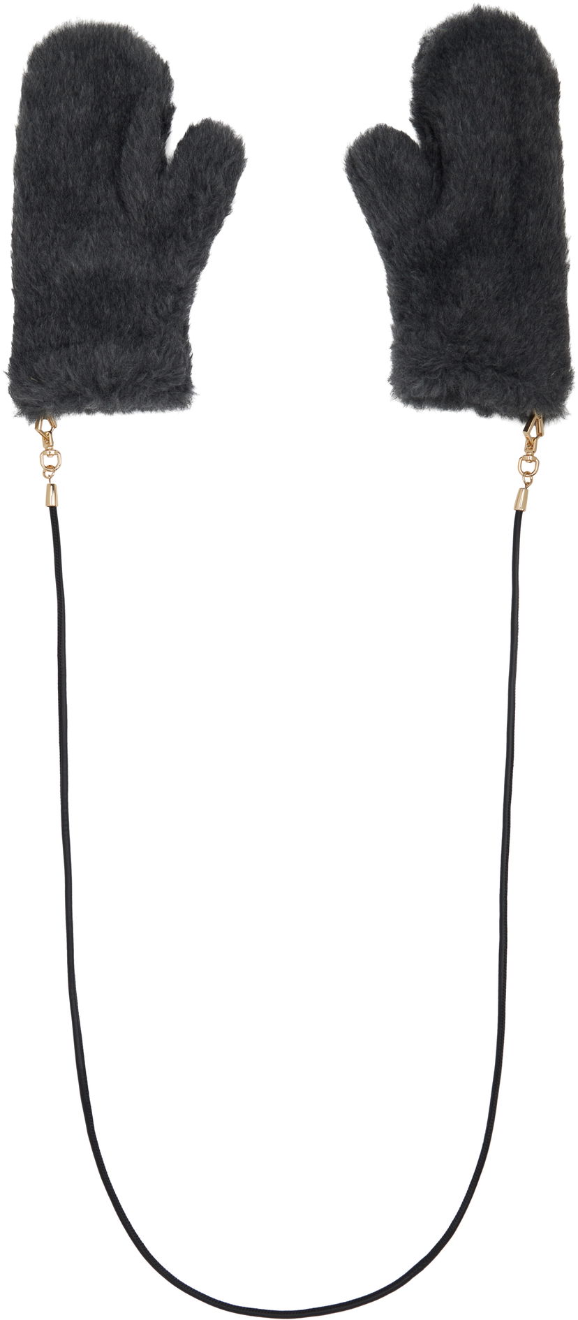 Rukavice Max Mara Max Mara Faux Fur Mitts with String Šedá | 2524566082600