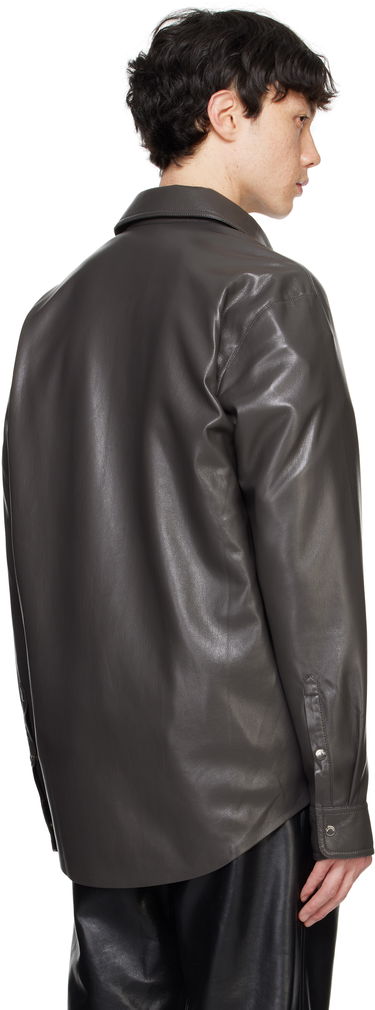 Košeľa Nanushka Nanushka Olavi Vegan Leather Button-Up Shirt Šedá | NM24FWSH04569, 2