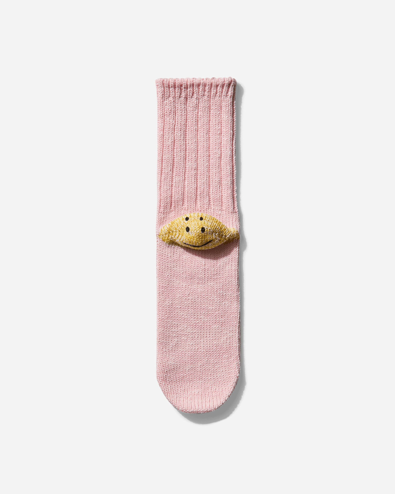 Ponožky KAPITAL Ribbed Knit Socks with Happy Face Accent Ružová | EK-1363XS 2, 1