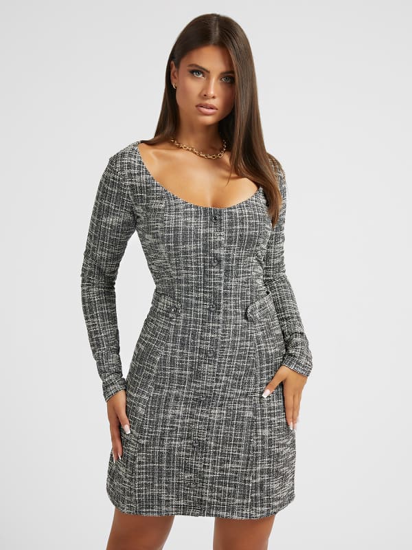 Šaty GUESS Tweed Šedá | W2BK46KBDX0, 0