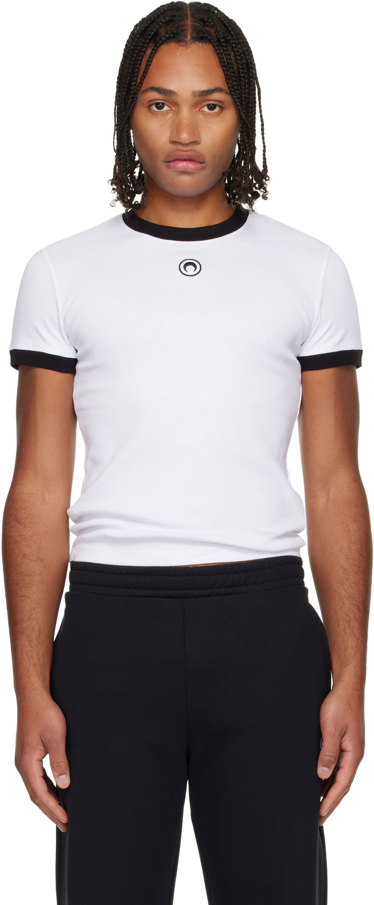 Tričko Marine Serre Moon Logo Bicolor Jersey Baby Fit T-shirt Biela | UTT010ACJER0008, 0