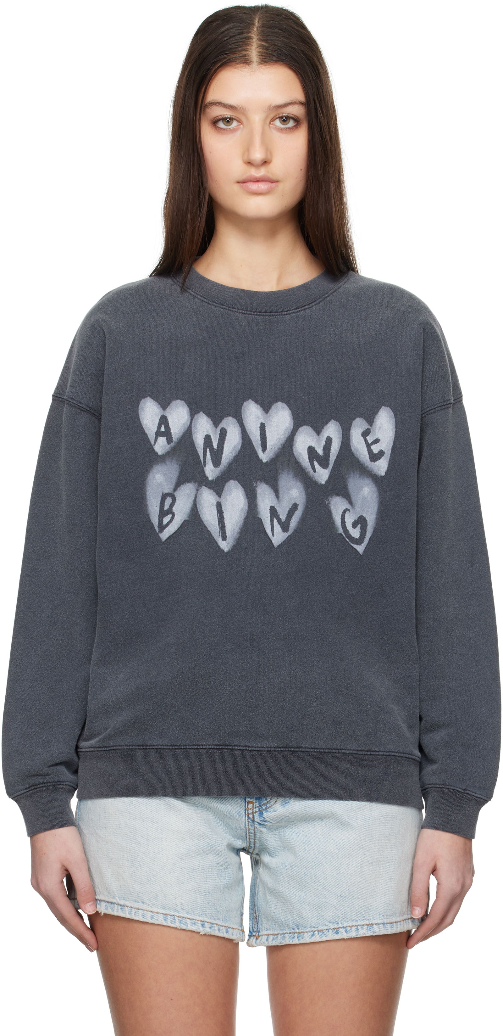 ANINE BING Spencer Hearts Sweatshirt