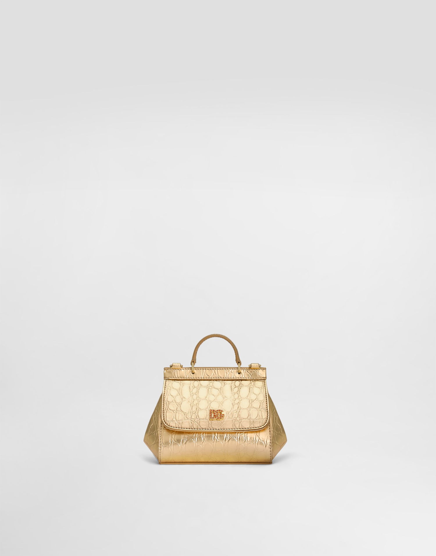Taška cez rameno Dolce & Gabbana Calfskin Crossbody Bag With Crocodile Print Metalická | EB0003AU1388H944, 0