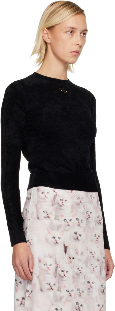 Sveter Diesel Textured Long-Sleeve Crewneck Cut-Out Detail Sweater Čierna | A19484 0IKBZ, 1