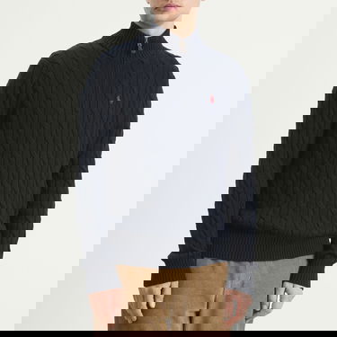 Sveter Polo by Ralph Lauren Cable Knit Half Zip Jumper Navy | 710810841001-BLU, 2