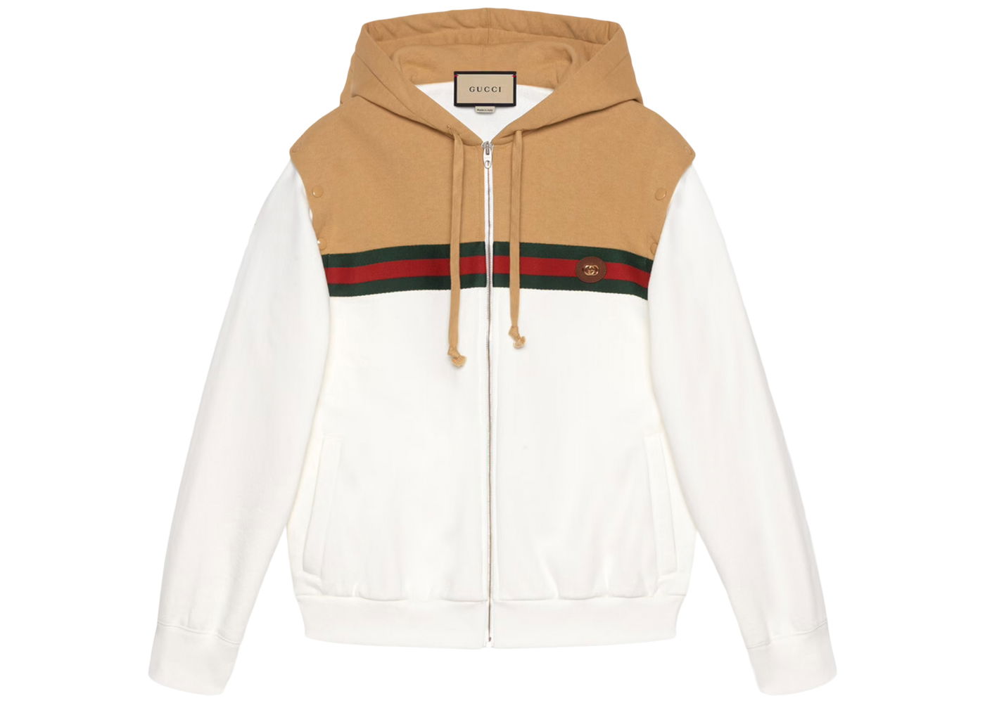 Mikina Gucci Cotton Sweatshirt With Web Camel/Ivory Biela | 660292 XJDHD 2109, 0