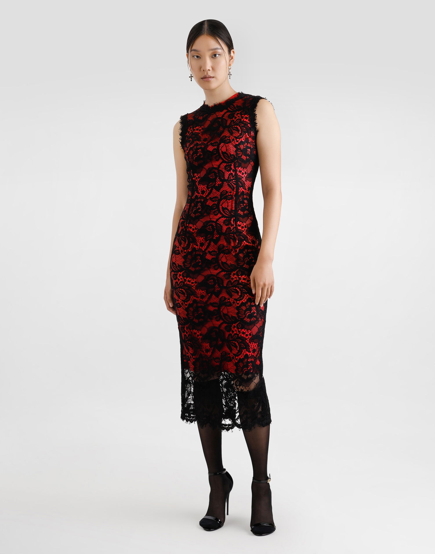 Šaty Dolce & Gabbana Dolce & Gabbana Floral Lace Sheath Dress Červená | F6JSKTILMBJN0000, 1