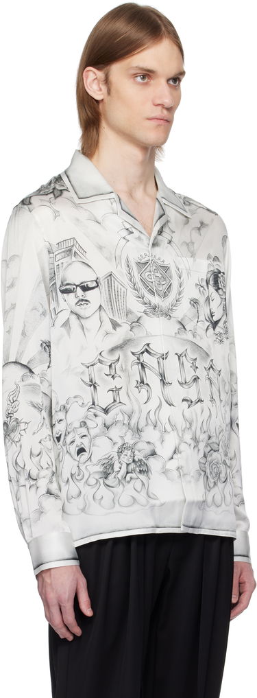 Košeľa Casablanca Casablanca Tattoo Print Silk Shirt Biela | U-MS25-SH-006-06, 1