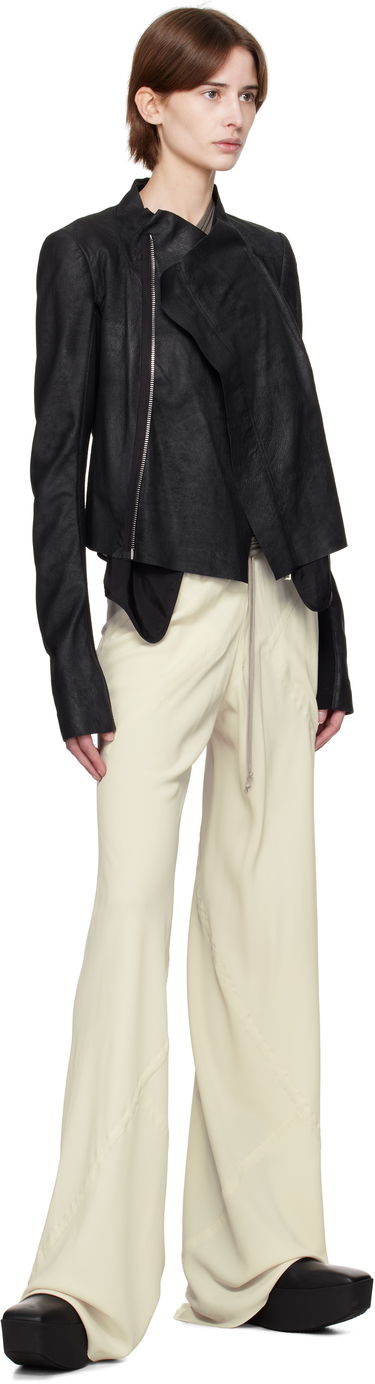 Bunda Rick Owens Rick Owens Hollywood Low Neck Biker Leather Jacket Čierna | RP01E7702 LBA, 4