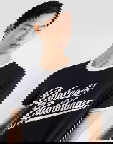 Tričko Dolce & Gabbana Dolce & Gabbana Cotton T-Shirt with Flock Print Navy | G8PV1TG7PGCB0665, 1