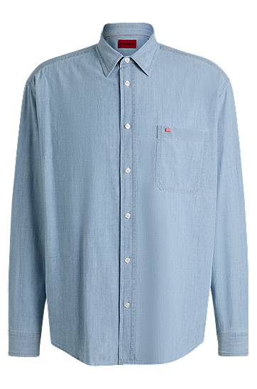 Košeľa BOSS Cotton Chambray Overshirt Modrá | 50539312, 0