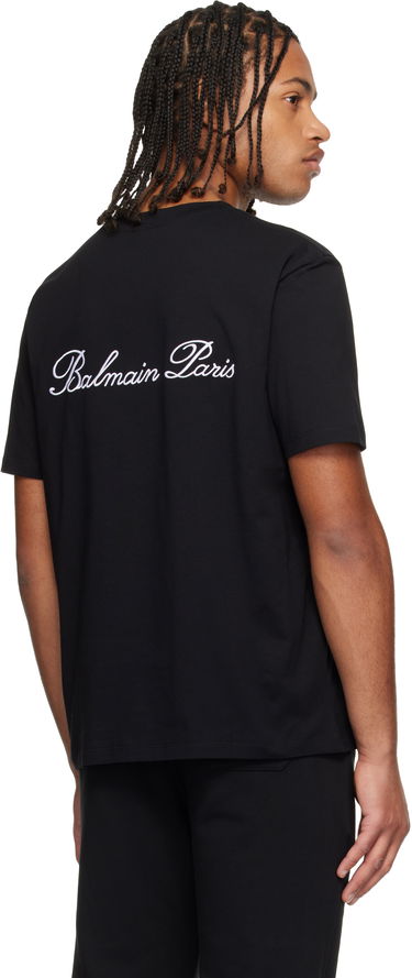 Tričko Balmain Embroidered Balmain Paris Signature T-shirt Čierna | FH1EG000BC68, 2