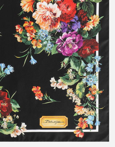 Šál Dolce & Gabbana Dolce & Gabbana 50x50 Silk Twill Floral Print Foulard Čierna | FN093RGDC7BHH5PC, 3
