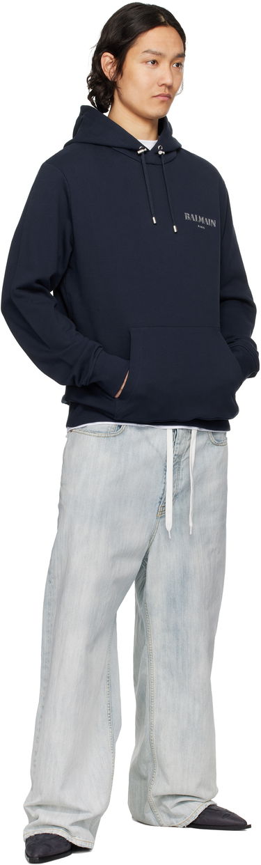 Mikina Balmain Balmain Vintage Gel Hoodie Navy | EH0JT047BC98, 3