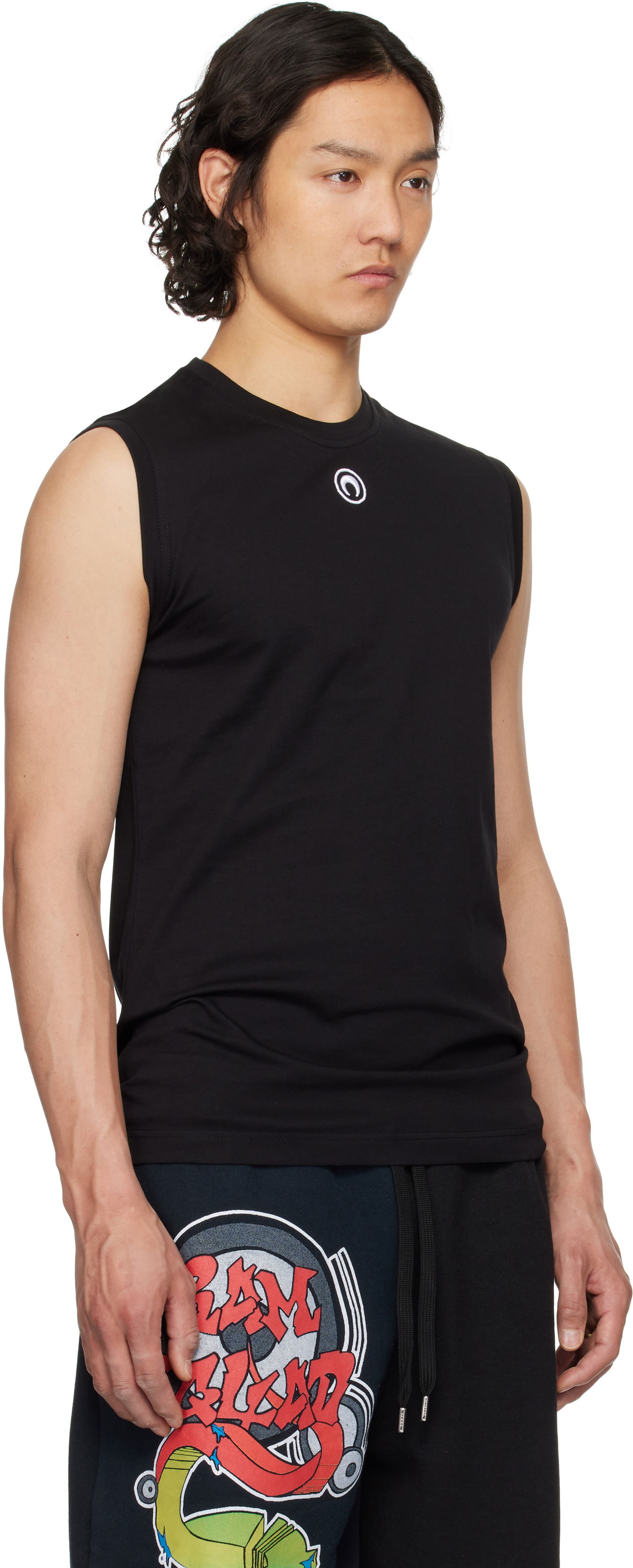 Tielko Marine Serre Marine Serre Moon Logo Sleeveless Jersey T-Shirt Čierna | MTT075A CJER0009, 1