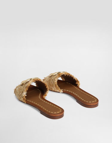 Doplnky Dolce & Gabbana Dolce & Gabbana Rafia Braided Slippers Béžová | CQ0646AN2178B218, 2