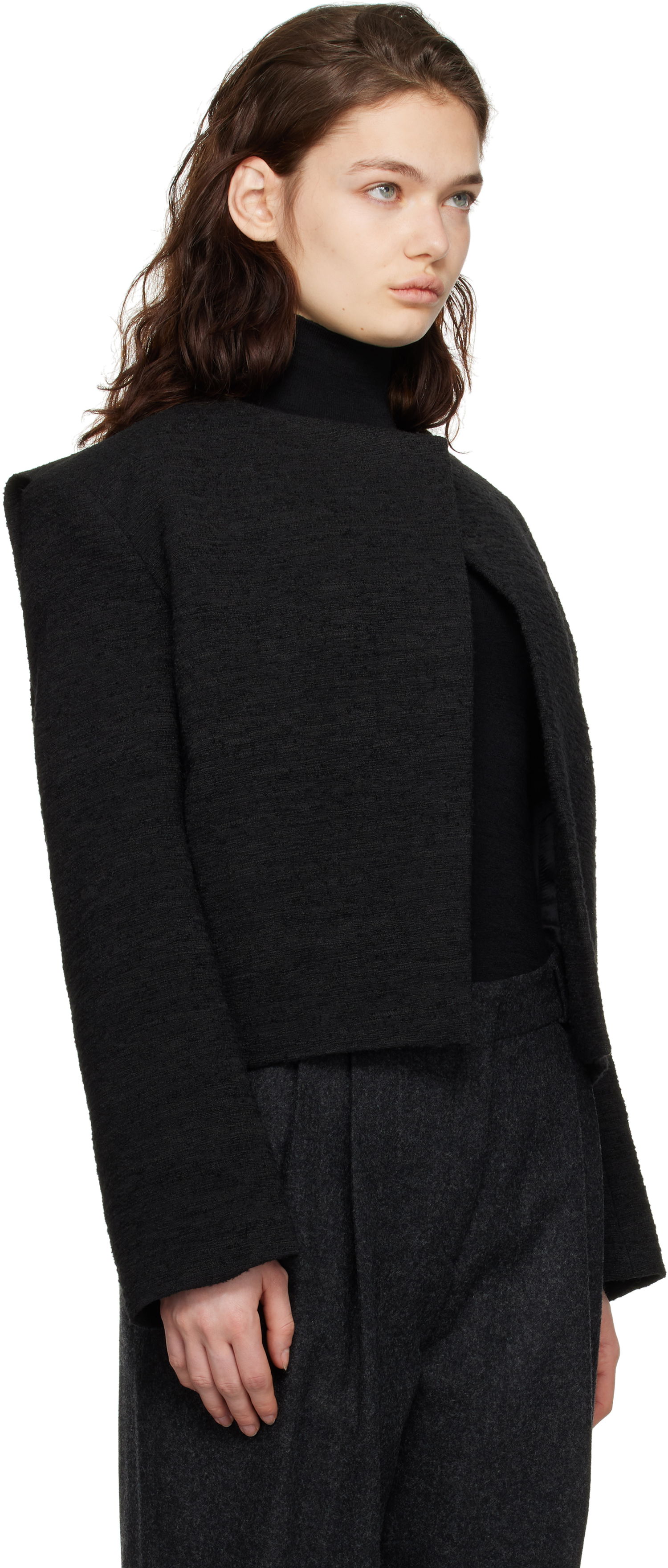 Vesta TOTEME TOTEME Cropped Bouclé Jacket Čierna | 251-WRO4309-FB0271, 1