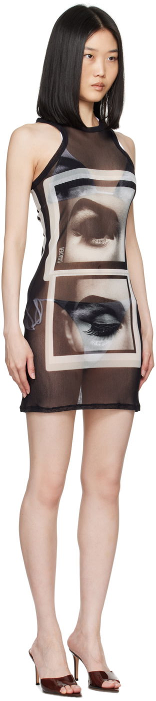 Šaty Jean Paul Gaultier Gaultier 'The Eyes And Lips' Mesh Minidress Čierna | 24/30-F-RO250-T553-000201, 1