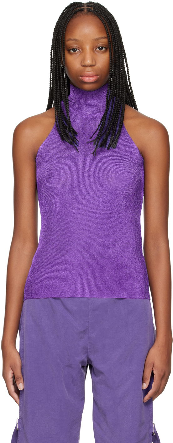 Tielko 032C 032c Metallic Halter Neck Tank Top Fialová | FW22-K-0021, 0