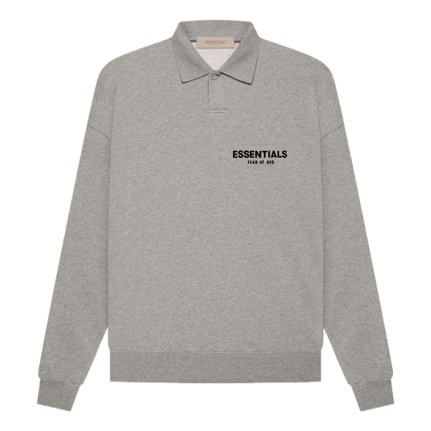 Polo tričko Fear of God Essentials By Fear Of God Long Sleeve Polo Shirt Šedá | FOG-SS22-522, 0