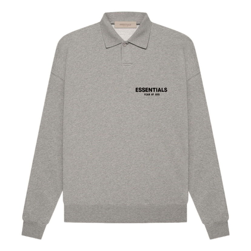 Polo tričko Fear of God Essentials By Fear Of God Long Sleeve Polo Shirt Šedá | FOG-SS22-522