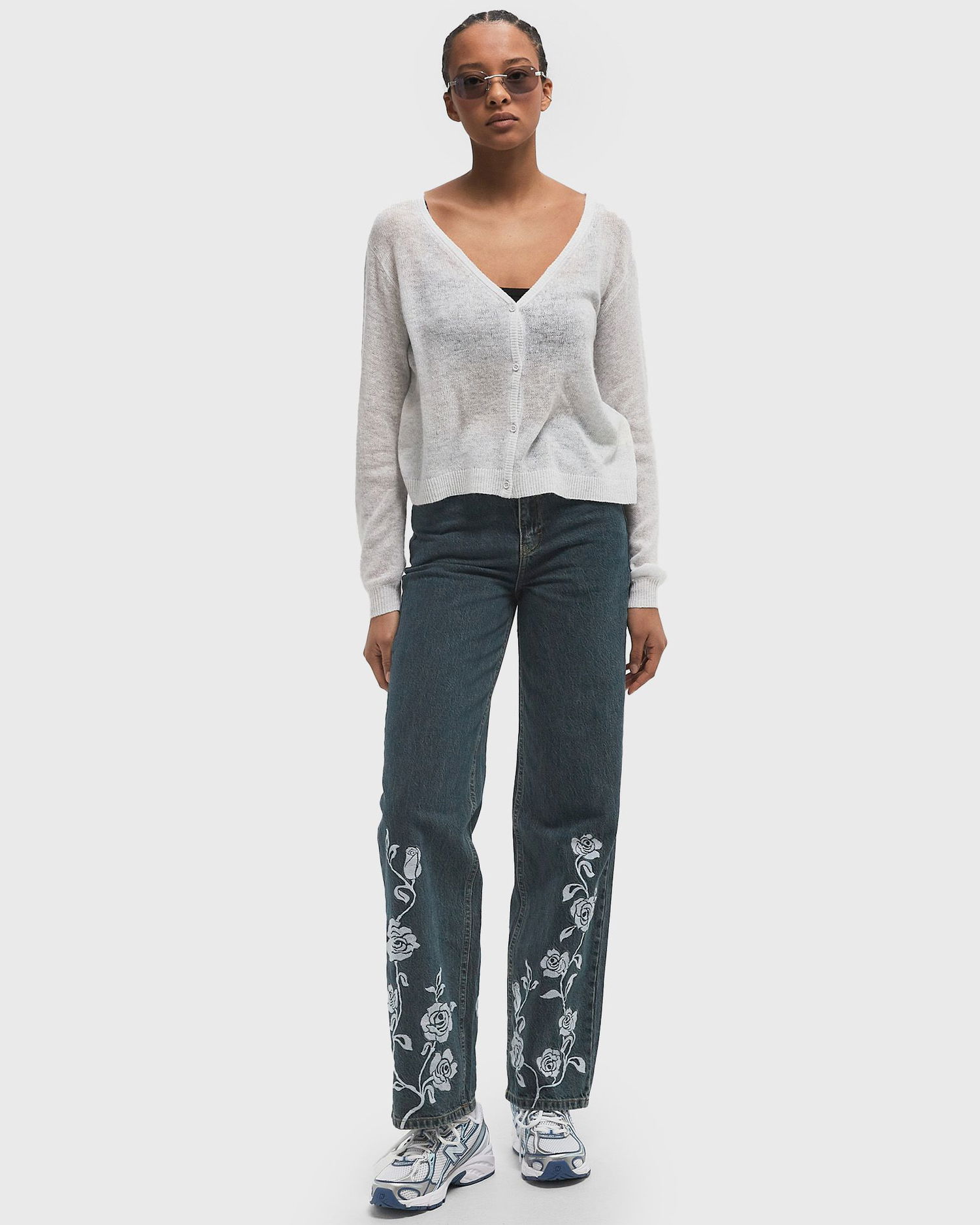 Sveter American Vintage American Vintage Cropped Cardigan Šedá | DUM19AE25-ARCTIQUE-CHINE, 1
