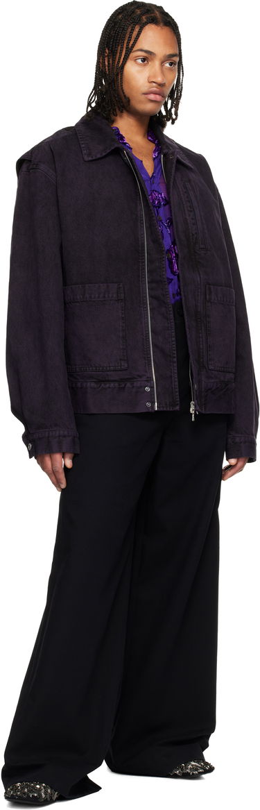 Bunda Dries Van Noten Dries Van Noten Patch Pocket Denim Jacket Fialová | 252-020578-2391, 3