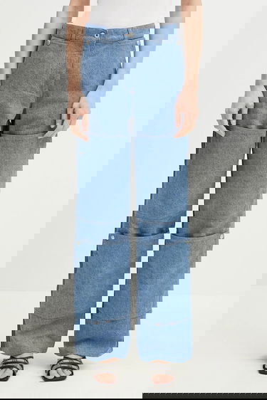 Džínsy KENZO High Waist Multi-Panel Layered Jeans Modrá | FF52DP2306B4.DB, 0