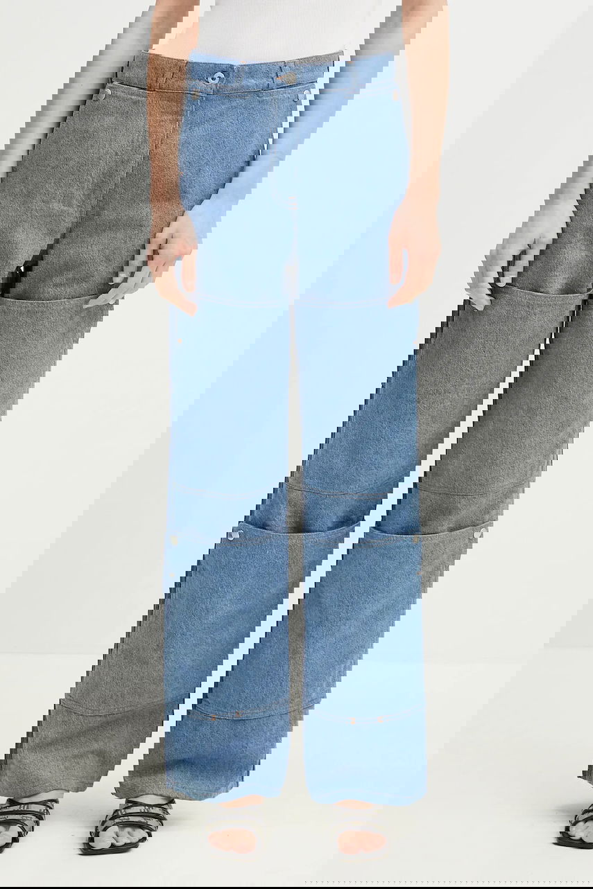 Džínsy KENZO High Waist Multi-Panel Layered Jeans Modrá | FF52DP2306B4.DB, 0