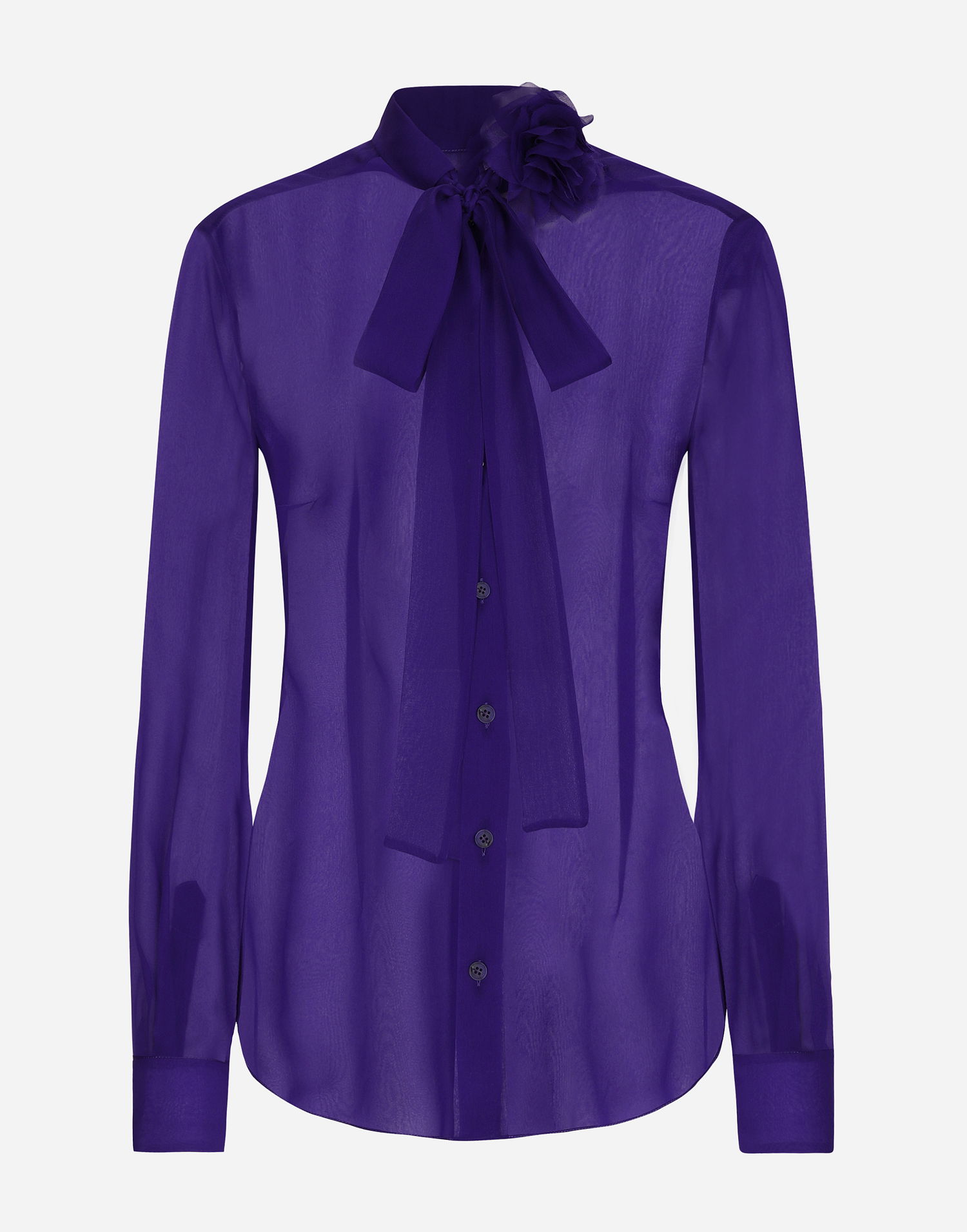 Košeľa Dolce & Gabbana Dolce & Gabbana Chiffon Blouse with Flower Detail Fialová | F5R65TFU1HWFA810, 0