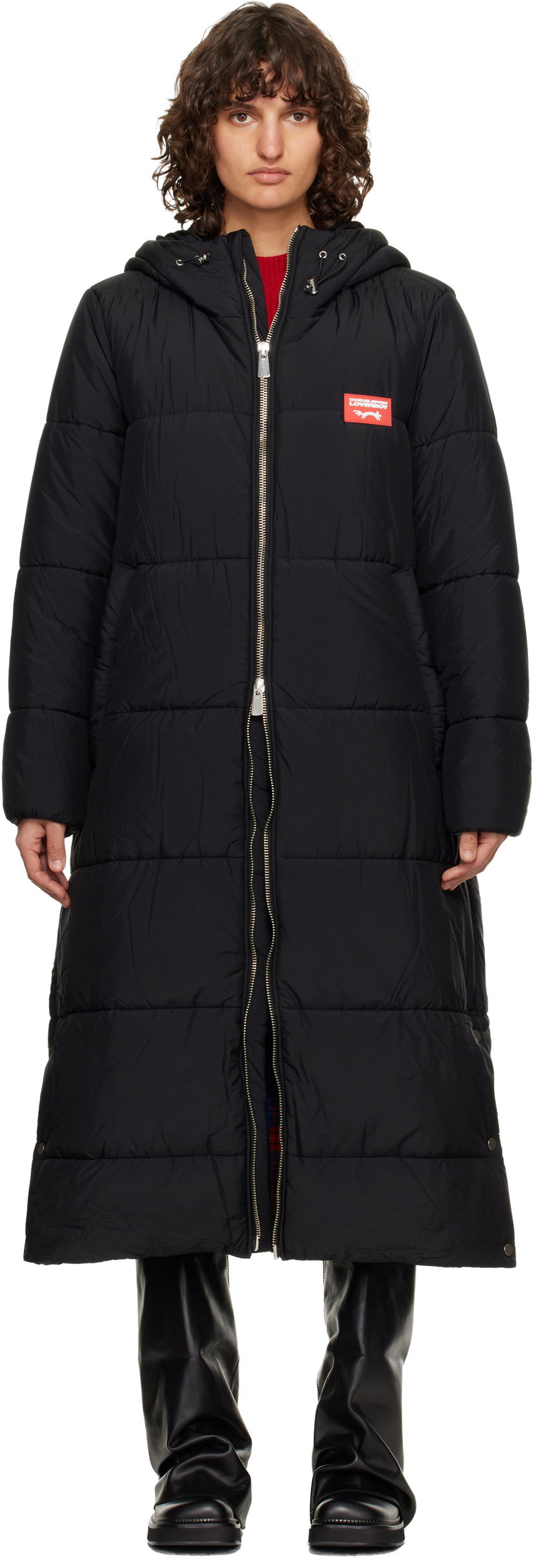 Prešívaná bunda Charles Jeffrey Loverboy Charles Jeffrey LOVERBOY Long Bunny Hooded Puffer Coat Čierna | 52010201