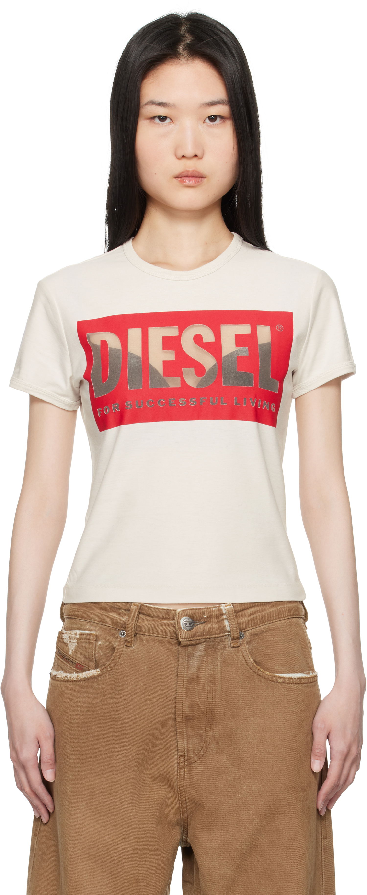 Tričko Diesel T-shirt Slim Fit Graphic Print Biela | A17082 0SHAY, 0