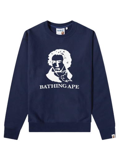 Sveter BAPE Classic Bathing Ape Relaxed Fit Crewneck Navy | 001SWI301011M-NVY