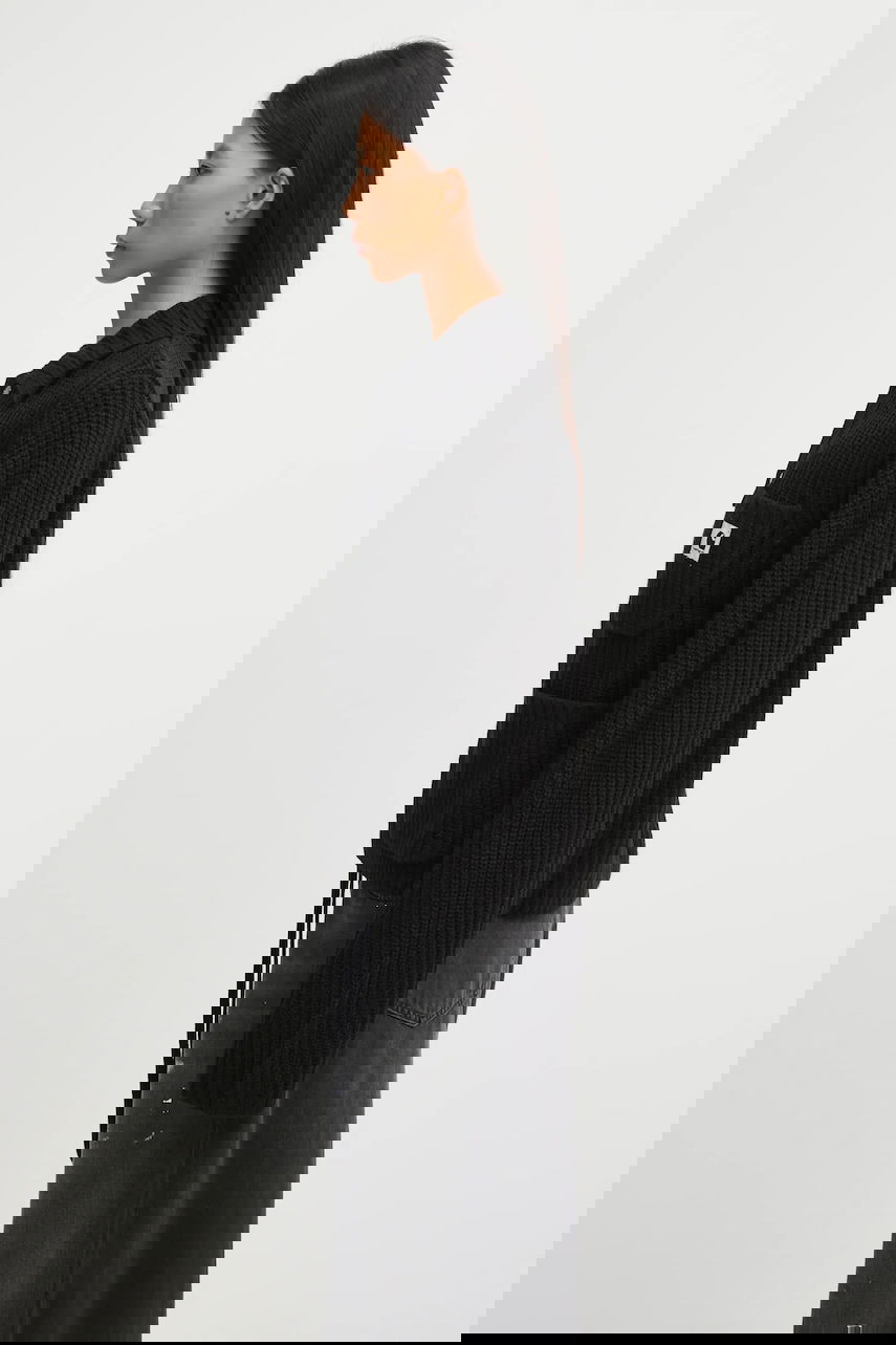 Sveter Carhartt WIP Michigan Ribbed Knit Collared Wool Blend Sweater Čierna | I035379.89XX, 1