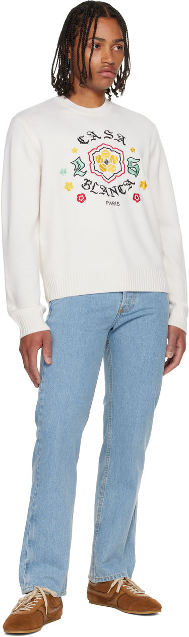 Sveter Casablanca Casablanca Emblem Merino Knit Crew Neck Sweater Biela | M-AW25-KW-1105-01, 3