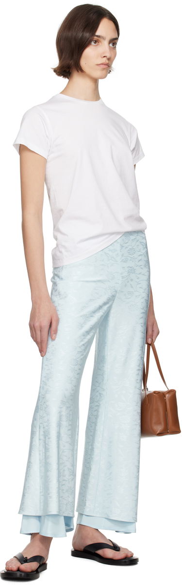 Nohavice Jil Sander Jil Sander Fluid Viscose Flower Jacquard Trousers Modrá | J03KA0308_J20297, 3