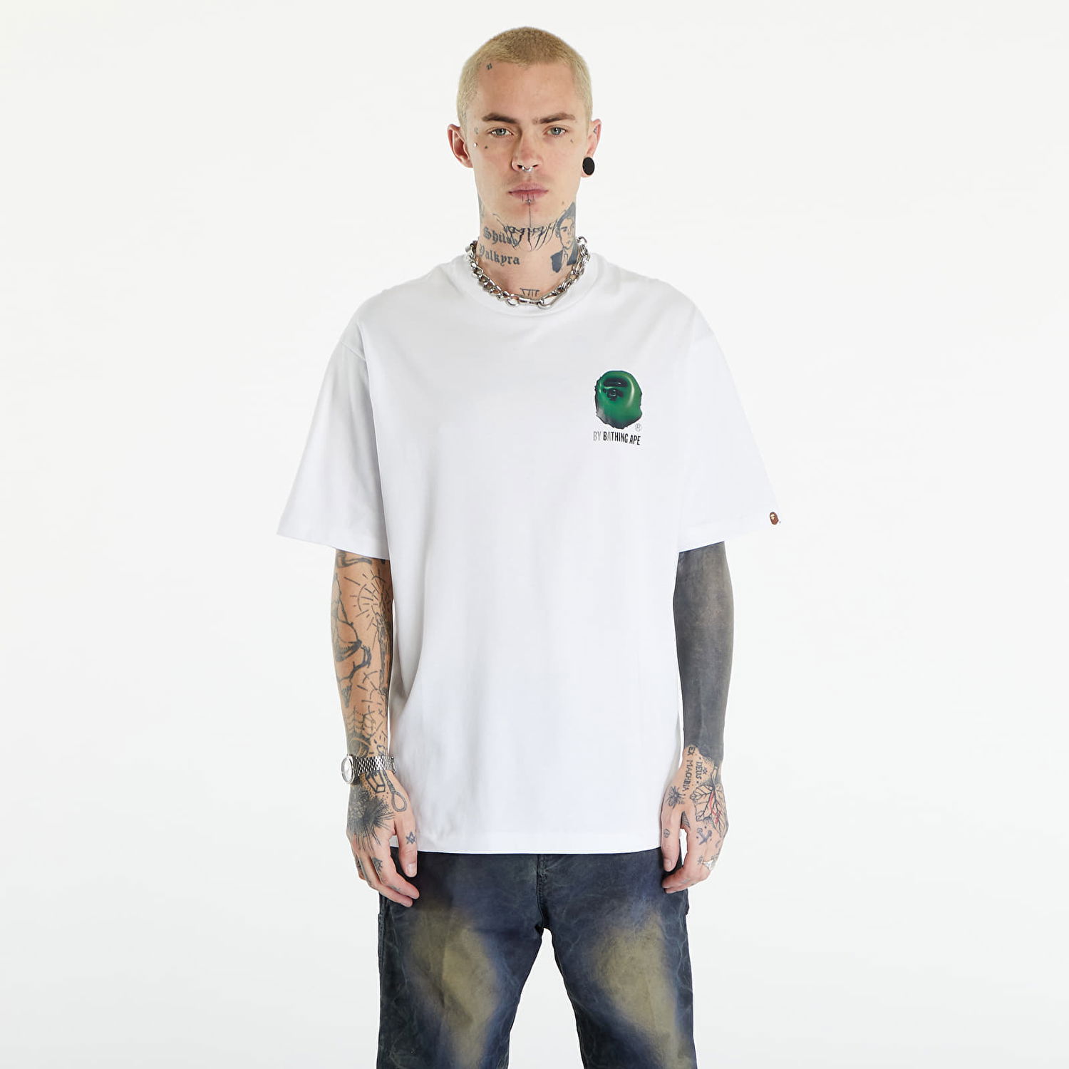 Tričko BAPE A BATHING APE 3D Art Ape Head Relaxed Fit Tee White Biela | 001TEK301317M WHT, 0