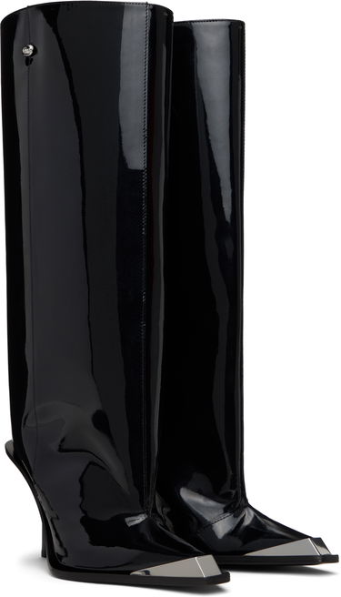 Tenisky a topánky Diesel Black Patent Leather Pointed Toe Boots Čierna | Y03461 PS598, 3