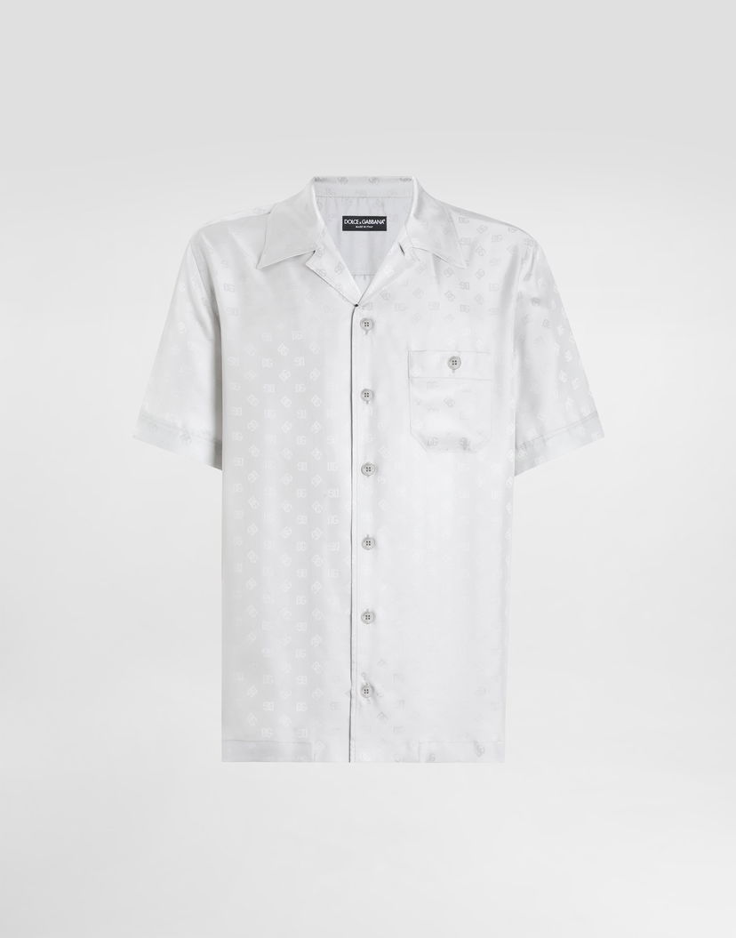 Košeľa Dolce & Gabbana Dolce & Gabbana DG Jacquard Logo Hawaii Shirt Biela | G5JH9TFJ1JYN4534
