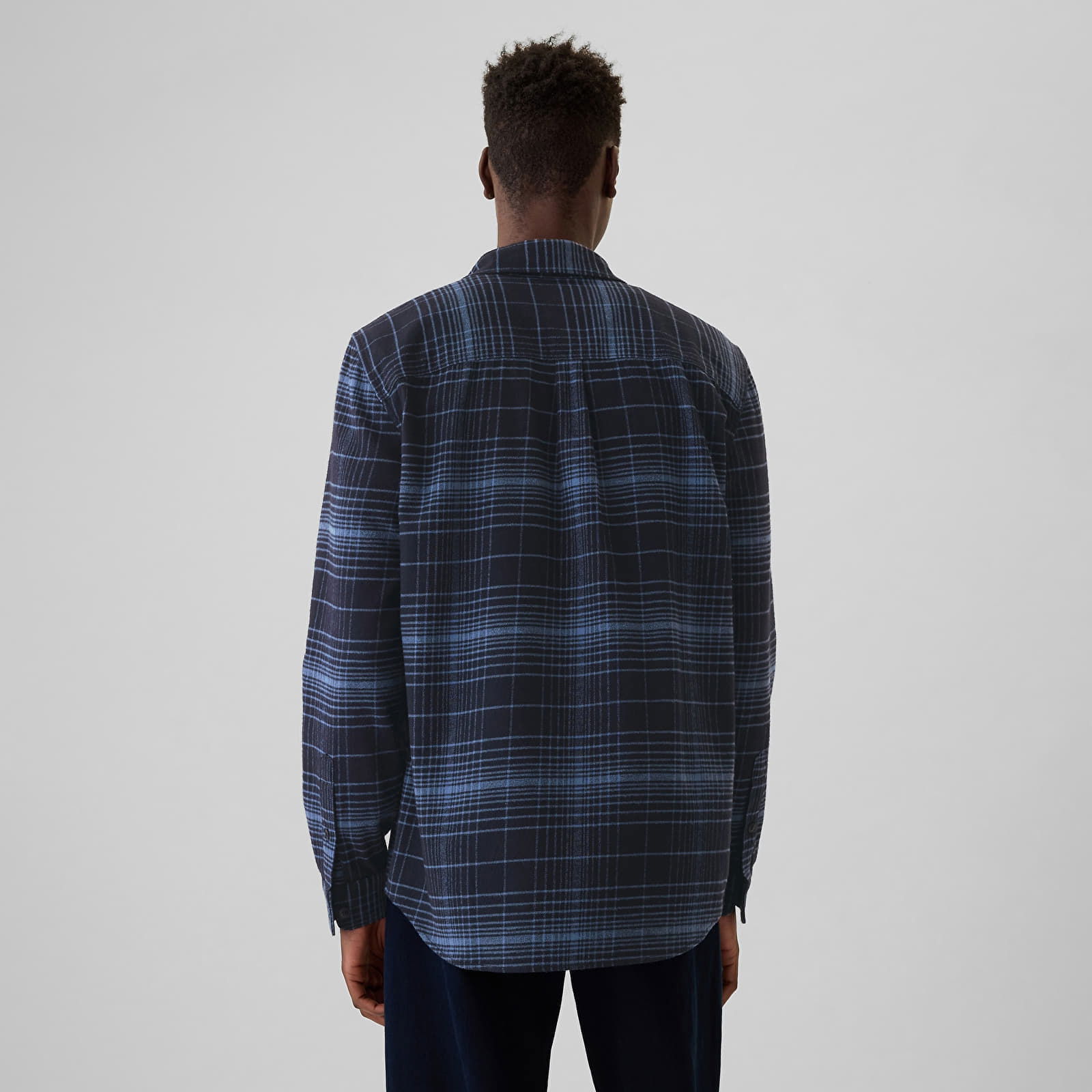 Shirt Flannel Shirt Tonal Blue Plaid L