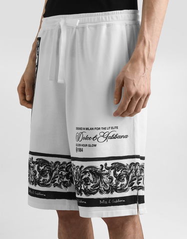 Šortky Dolce & Gabbana Dolce & Gabbana Double Piqué Bermuda Shorts with Majolica Print Biela | GV37ATII7HNHX5DQ, 3