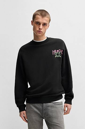 Sveter BOSS HUGO Happy Logo Terry Sweatshirt Čierna | 50539702, 1
