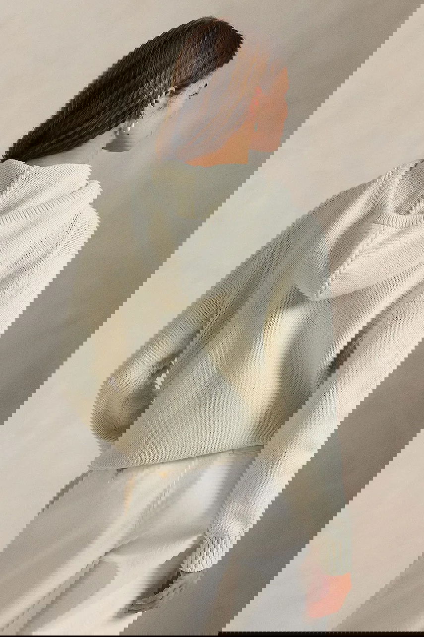 Mikina Polo by Ralph Lauren Polo Bear Duffle Coat Knit Hoodie with Linen Blend Biela | 211972802, 1