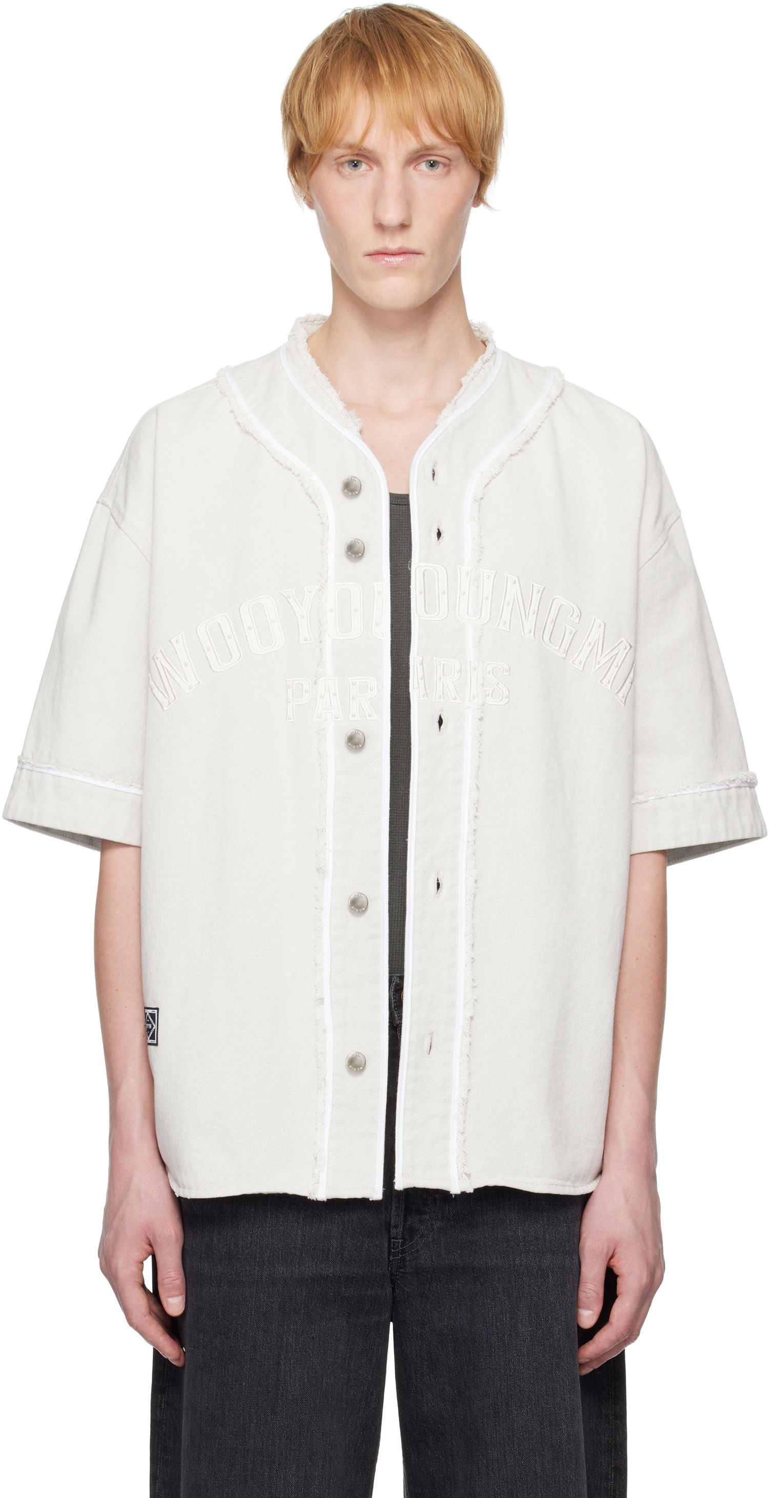 Košeľa WOOYOUNGMI WOOYOUNGMI Baseball Logo Shirt Biela | W251SH32, 0