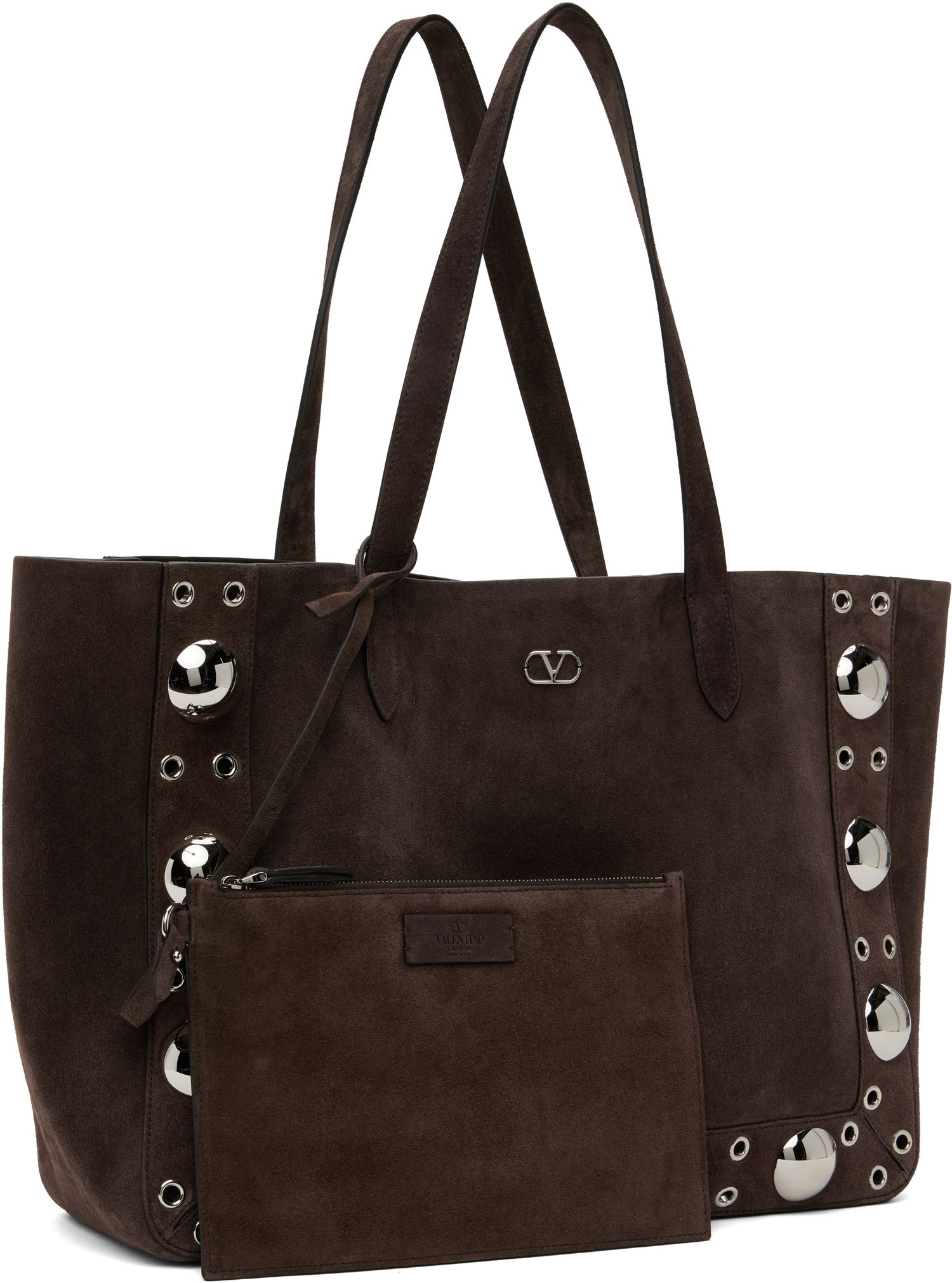 Tote bag Valentino Valentino Garavani Medium Nellcôte Suede Shopping Tote Hnedá | 6W0B0R79JET, 1