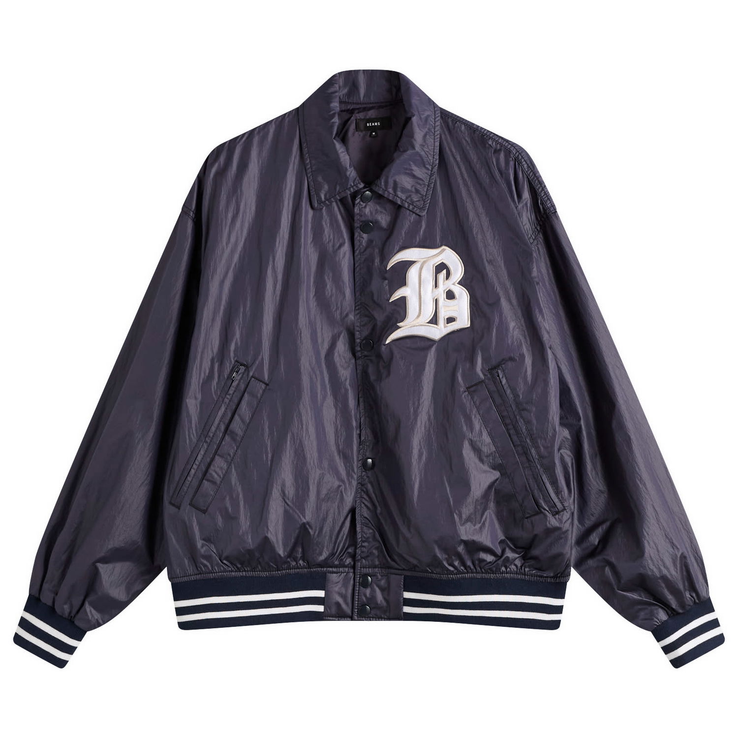 Bomber bunda BEAMS BEAMS Satin Varsity Jacket Navy | 1118-3294-139-79, 0