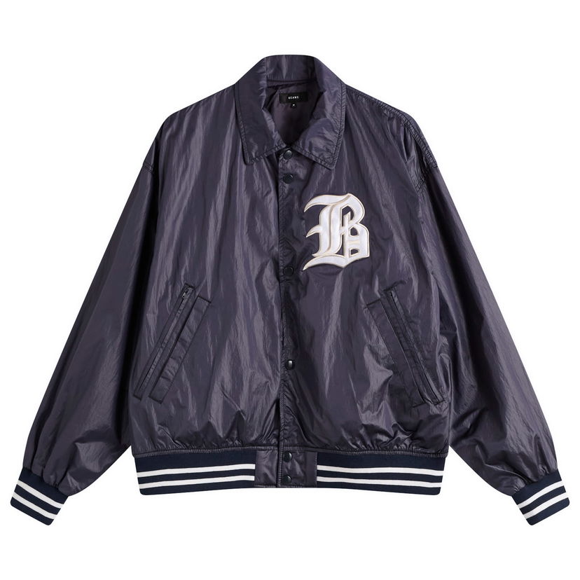 Bomber bunda BEAMS BEAMS Satin Varsity Jacket Navy | 1118-3294-139-79