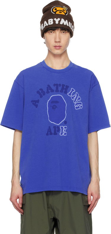 Tričko BAPE Garment Dye College Relaxed Fit T-Shirt Modrá | 001CSK801314M, 0