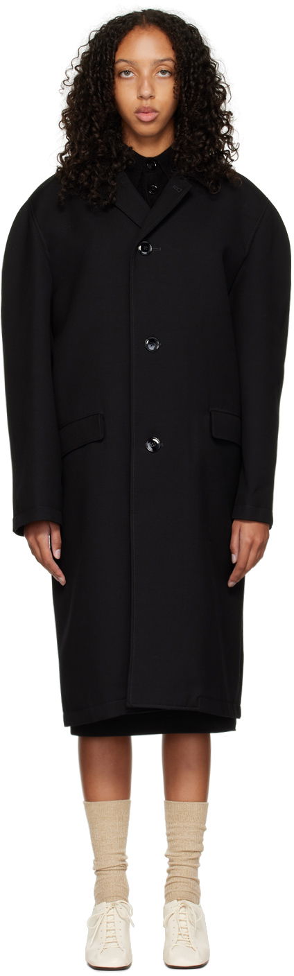 Kabáty LEMAIRE Lemaire Crombie Wool-Blend Long Coat Čierna | CO180 LF801, 0