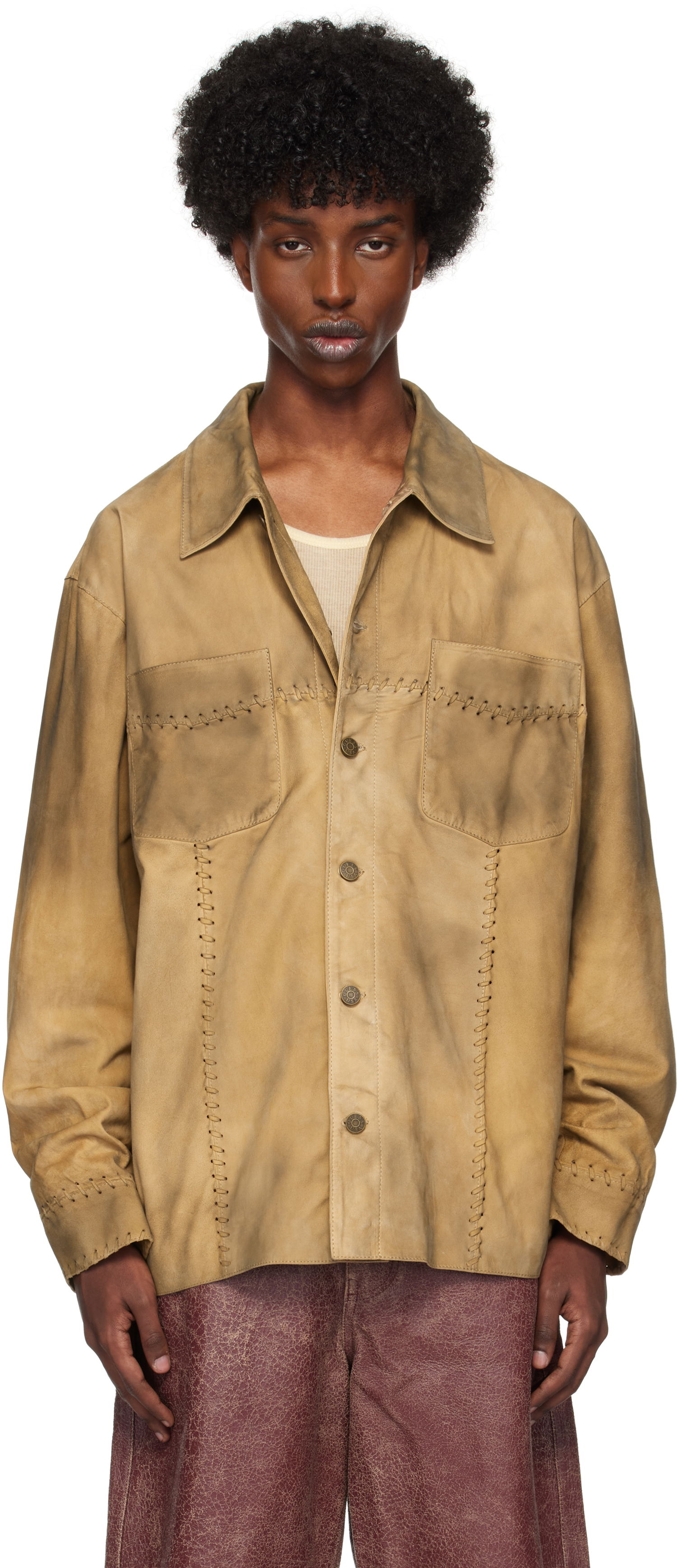Košeľa GUESS Washed Suede Shirt Hnedá | M4BH03L0T80A11A, 0